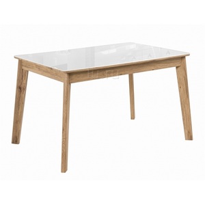 Изображение товара Стеклянный стол Арья белый/дуб монтана (прямоугольная столешница, 4 ножки)