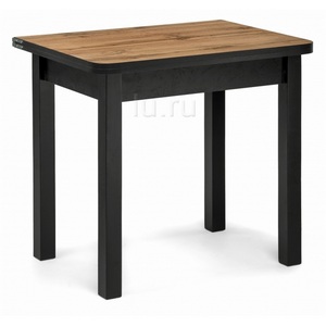 Изображение товара Стол подъемно-раскладной (раскрытая книга) Энлей 80 черный/дуб вотан (прямоугольная столешница, 4 ножки)