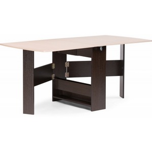 Изображение товара Кухонный стол трансформер подъемно-раскладной (стол-книжка) Клотилд венге/дуб молочный (ЛДСП) (прямоугольная столешница, 6 ножек)