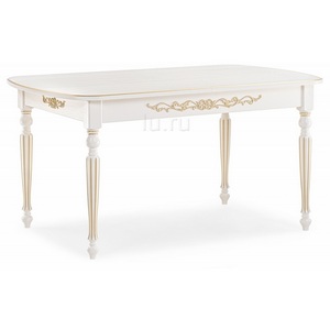 Изображение товара Стол вставка-бабочка на 8 персон Бевье молочный/золото (прямоугольная столешница, 4 ножки)