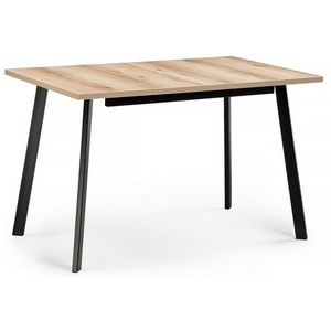 Изображение товара Стол с вставкой раскладной Колон Лофт 120 25 мм черный матовый/дуб делано светлый (прямоугольная столешница, 4 ножки)