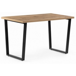 Изображение товара Стол Notta Лота Лофт 120 25 мм черный матовый/дуб вотан 489609 (прямоугольная столешница, I I-образная опора)