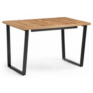 Изображение товара Стол с вставкой раскладной Notta Лота Лофт 120 25 мм черный матовый/дуб вотан 489668 (прямоугольная столешница, I I-образная опора)