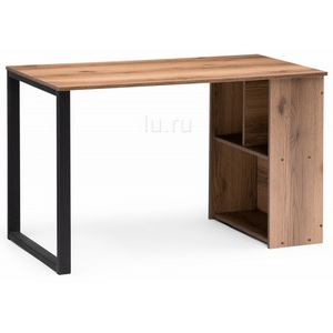 Изображение товара Письменный стол с полкой Notta Битти Лофт 116х60х75 дуб делано темный/черный матовый 489671 (прямоугольная столешница)