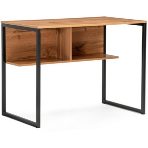 Изображение товара Письменный стол с полкой Notta Клер Лофт дуб вотан/черный матовый 489687 (прямоугольная столешница, I I-образная опора)