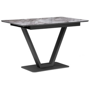 Изображение товара Стол вставка-бабочка на тумбе Бугун мрамор серый/черный (прямоугольная столешница)