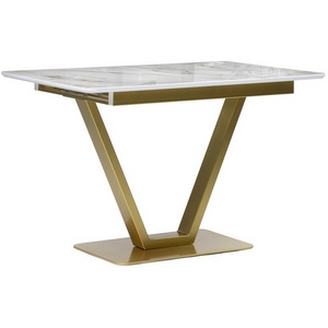 Изображение товара Стол вставка-бабочка на тумбе Бугун белый/золото (прямоугольная столешница)