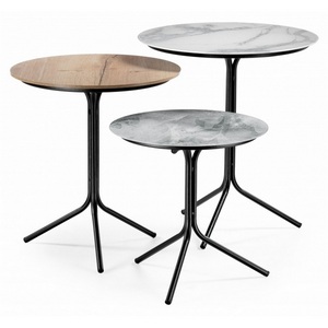 Изображение товара Комплект столиков Рускус белый мрамор/серый мрамор/галифакс (круглая столешница, 3 ножки)