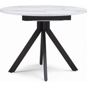 Изображение товара Деревянный стол вставка-бабочка Бетина мрамор белый/черный (круглая столешница, 4 ножки)