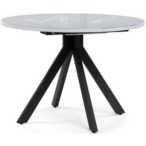 Изображение товара Стеклянный стол вставка-бабочка Бетина черный/белый (круглая столешница, 4 ножки)