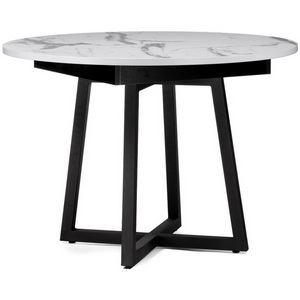 Изображение товара Деревянный стол вставка-бабочка Регна черный/белый (круглая столешница, X-образная опора)