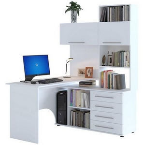Изображение товара Компьютерный стол угловой с ящиком и полкой КСТ-14П белый правый (прямоугольная столешница)
