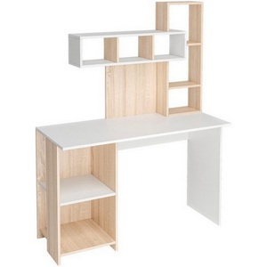 Изображение товара Письменный стол (регулировка по высоте) с полкой Эфес дуб сонома/белый (прямоугольная столешница)