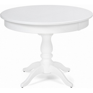 Изображение товара Деревянный стол вставка-бабочка с закругленными углами Орден белый (круглая столешница, 4 ножки)
