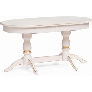 Изображение товара Деревянный стол вставка-бабочка Красидиано 150 слоновая кость/золото (овальная столешница)