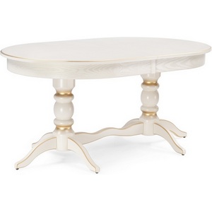 Изображение товара Деревянный стол вставка-бабочка Дейвер 160(220)х100 слоновая кость/золото (овальная столешница)