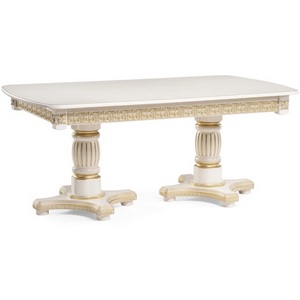 Изображение товара Деревянный стол вставка-бабочка Морнит 180(240)х100 слоновая кость/золото (прямоугольная столешница)