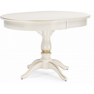 Изображение товара Деревянный стол вставка-бабочка Сайрус слоновая кость/золото (овальная столешница, 4 ножки)