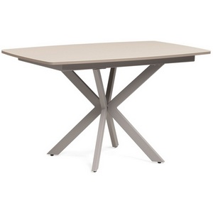 Изображение товара Стеклянный стол вставка-бабочка Палу 130(170)х80х76 латте/капучино (прямоугольная столешница, 4 ножки)