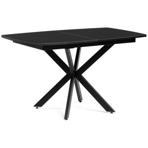 Изображение товара Стеклянный стол вставка-бабочка Палу 130(170)х80х76 черный (прямоугольная столешница, 4 ножки)