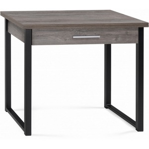 Изображение товара Деревянный стол с ящиком подъемно-раскладной (раскрытая книга) Ибби 90(128)х64х77 рошелье/черный матовый (прямоугольная столешница, I I-образная опора)