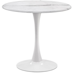 Изображение товара Стол деревянный Тулип 80х73 мрамор белый/белый (круглая столешница)