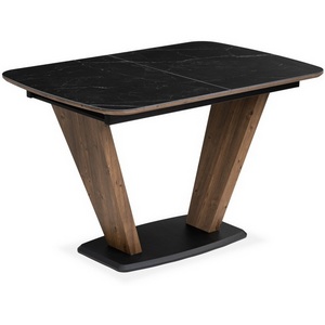 Изображение товара Стол с центральной вставкой на тумбе Петир 120х80х75 черный мрамор/орех/черный (прямоугольная столешница)