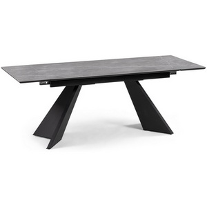 Изображение товара Керамический стол с боковыми вставками Ливи 140х80х78 серый мрамор/черный (прямоугольная столешница, 2 ножки)