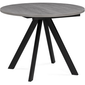 Изображение товара Деревянный стол вставка-бабочка Notta Трейси 90(120)х90х75 бетон/черный 533167 (круглая столешница, 4 ножки)