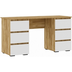 Изображение товара Компьютерный стол с ящиком Элла (ЛДСП/Белый, Золотой) (прямоугольная столешница)