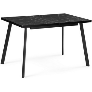 Изображение товара Стол деревянный Цефей 120(160)х75х75 мрамор черный/черный матовый (прямоугольная столешница, 4 ножки)