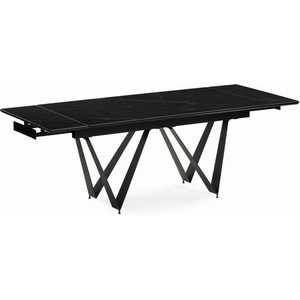 Изображение товара Керамический стол с боковыми вставками Марвин 160 (Марвин 160(220)х90х76 черный мрамор/черный) Notta 553568 (прямоугольная столешница, 4 ножки)
