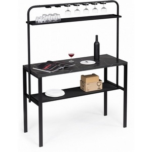 Изображение товара Барный стол с полкой Нари 120х50х171 файерстоун/черный матовый (прямоугольная столешница, 4 ножки)