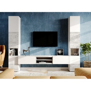 Изображение товара Модульная гостиная Лонгфорд комплектация 1 (Лонгфорд комплектация 1 белый / бетон светлый) арт.