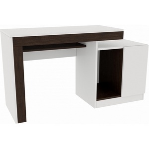 Изображение товара Компьютерный стол с ящиком и полкой Модена (Модена белый/венге) (прямоугольная столешница)