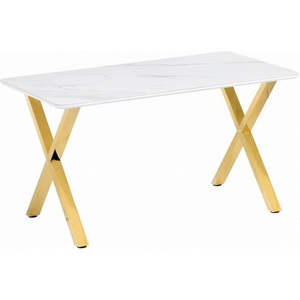 Изображение товара Керамический стол Селена 140 (Селена 3 140х80х77 белый мрамор/золото) Notta 571413 (прямоугольная столешница, 4 ножки)