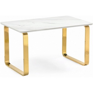 Изображение товара Керамический стол Селена 140 (Селена 4 140х80х77 белый мрамор/золото) Notta 571414 (прямоугольная столешница, I I-образная опора)