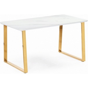 Изображение товара Керамический стол Селена 160 (Селена 2 160х90х77 белый мрамор/золото) Notta 572185 (прямоугольная столешница, I I-образная опора)