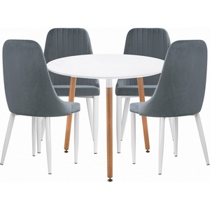 Изображение товара Стол с закругленными углами кухонный Уин 90 white/gray (круглая столешница, 3 ножки)