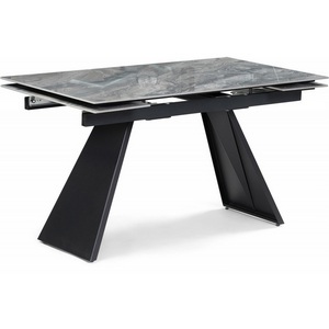 Изображение товара Стеклянный стол с боковыми вставками Хорсборо (Хорсборо 140(200)х80х79 оробико/черный) (прямоугольная столешница, 2 ножки)