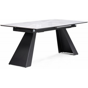 Изображение товара Стеклянный стол с центральной вставкой Стиг (Стиг 180(230)х90х77 carla larkin/черный) (прямоугольная столешница, 2 ножки)
