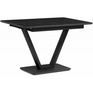 Изображение товара Керамический стол вставка-бабочка Бугун 120(160)х80х77 черный мрамор/черный (прямоугольная столешница)