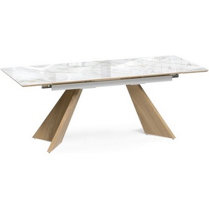 Изображение товара Керамический стол с боковыми вставками Ливи 140 (Ливи 140(200)х80х78 carla larkin/черный дуб монтана) (прямоугольная столешница, I I-образная опора)