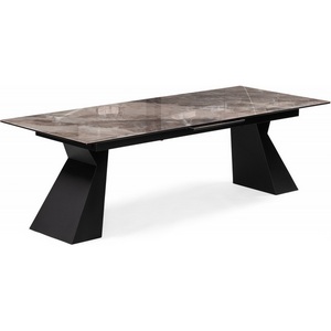 Изображение товара Кухонный стол с центральной вставкой Денхольм 240(290)х100х75 каталония/черный (Стекло) (прямоугольная столешница, 2 ножки)