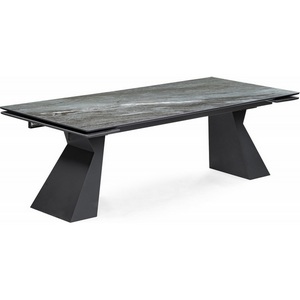 Изображение товара Кухонный стол с центральной вставкой на 12 персон Денхольм 240(300)х100х75 mosco nero matt/черный (Керамика) (прямоугольная столешница, 2 ножки)