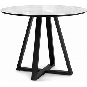 Изображение товара Кухонный стол Норфолк 100 белый мрамор/черный (Стекло) (круглая столешница, X-образная опора)