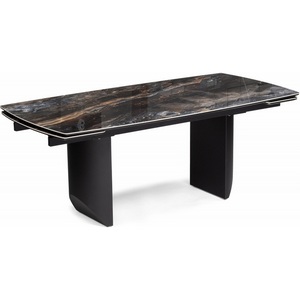 Изображение товара Керамический стол с боковыми вставками Маре 200(260)х100х77 neodom titanium lawa nero/черный (прямоугольная столешница, I I-образная опора)