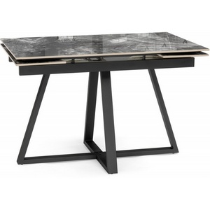 Изображение товара Керамический стол с боковыми вставками Силлем 120 (Силлем 120(180)х80 риальто серый темный/черный) (прямоугольная столешница, X-образная опора)