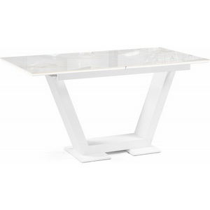 Изображение товара Стол с вставкой на 8 персон на тумбе Иматра (Иматра 140(180)х80х76 carla larkin/белый) (прямоугольная столешница)