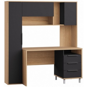 Изображение товара Компьютерный стол с ящиком и полкой Mobi Комфорт 12.95 N дуб сонома/темно-серый (ЛДСП) 595681 (прямоугольная столешница)